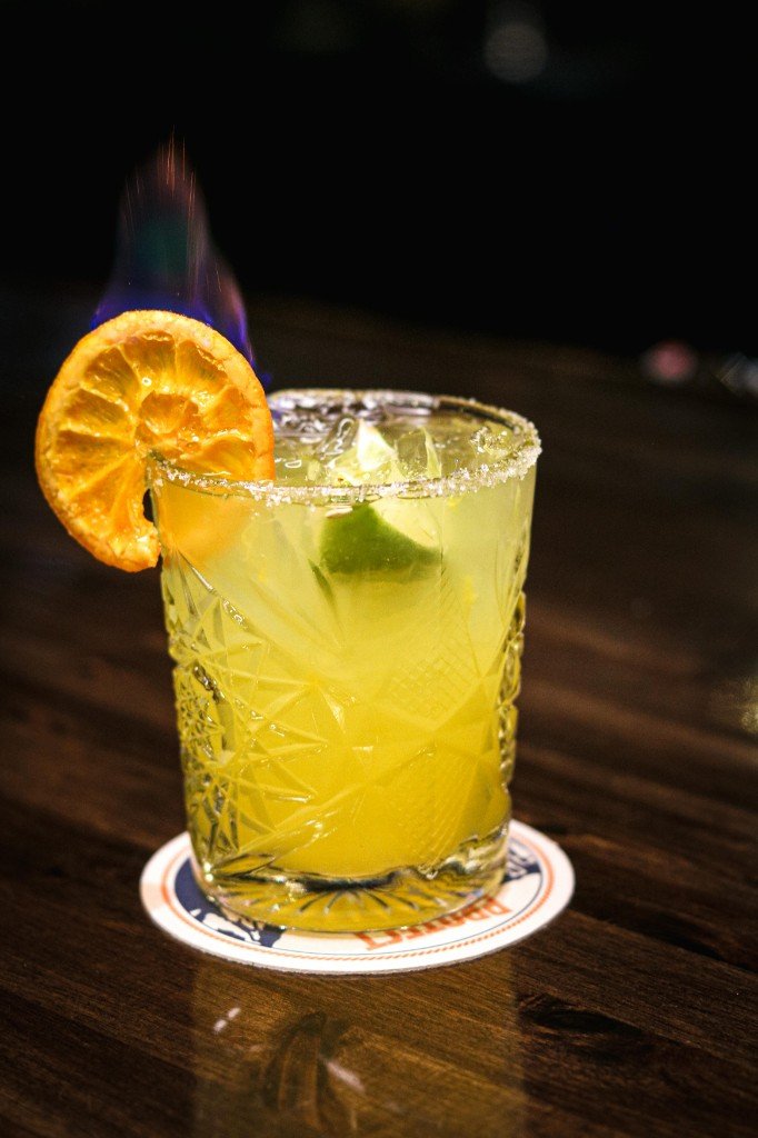 Flaming margarita cocktail at Tequila Fuego Longview bar